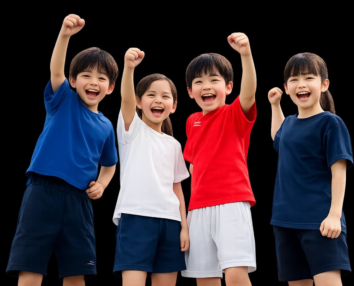 ガッツポーズの子どもたち